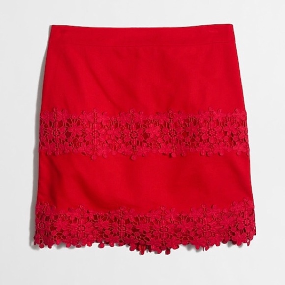 🚫Sold on eBay🚫 J. Crew Red Lace Mini Skirt - Picture 2 of 5